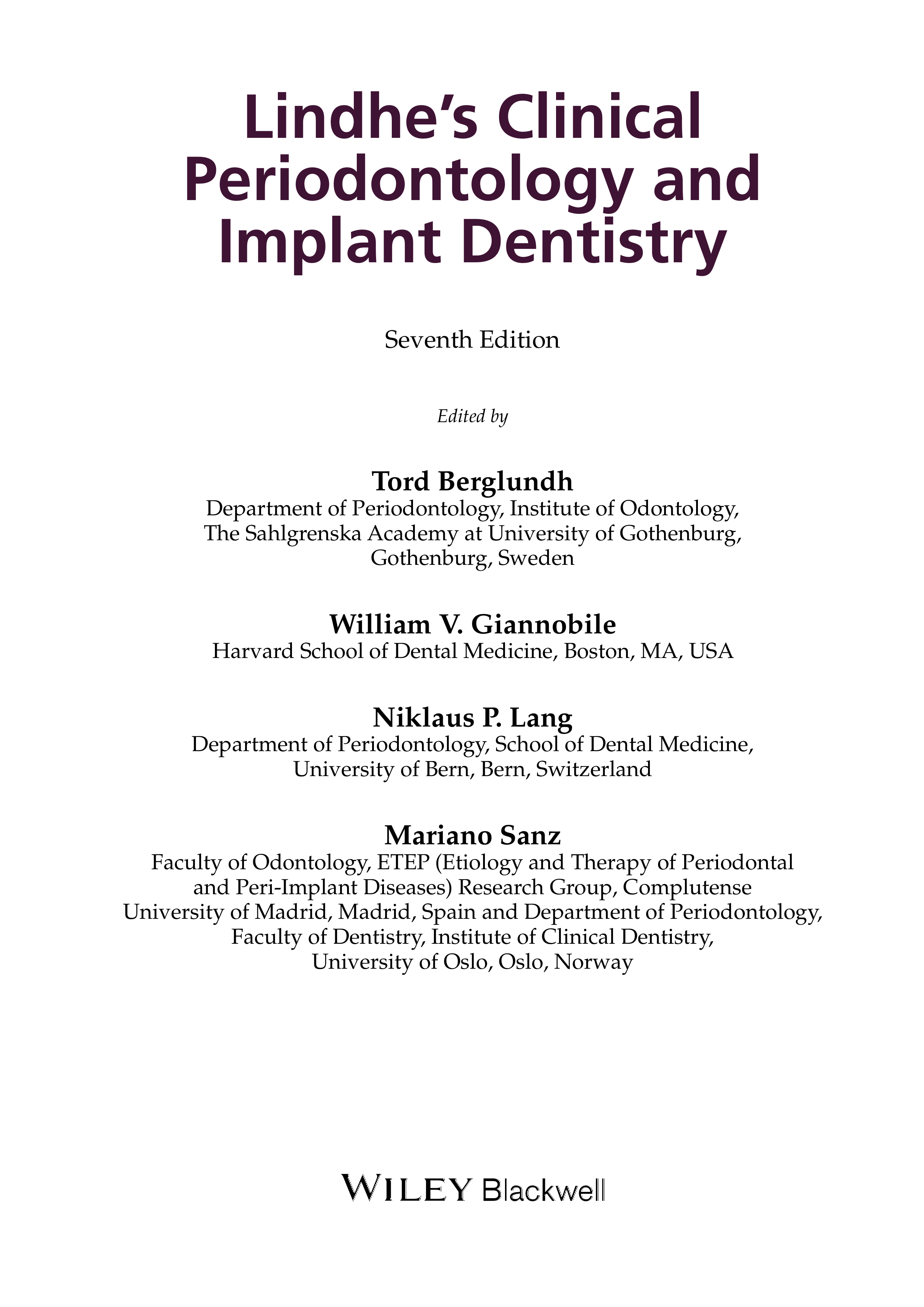 Lindhe's Clinical Periodontology and Implant Dentistry