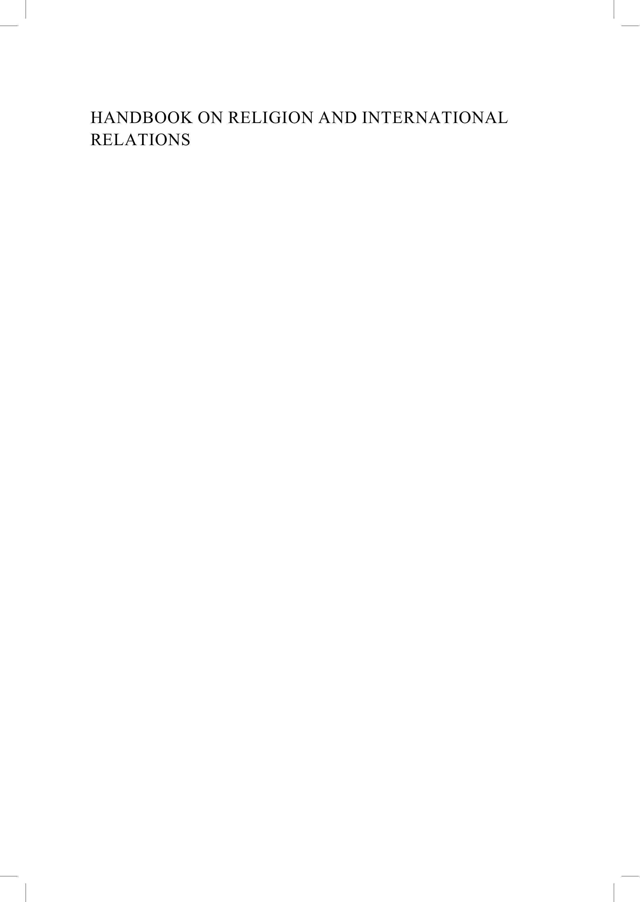 Handbook on Religion and International Relations