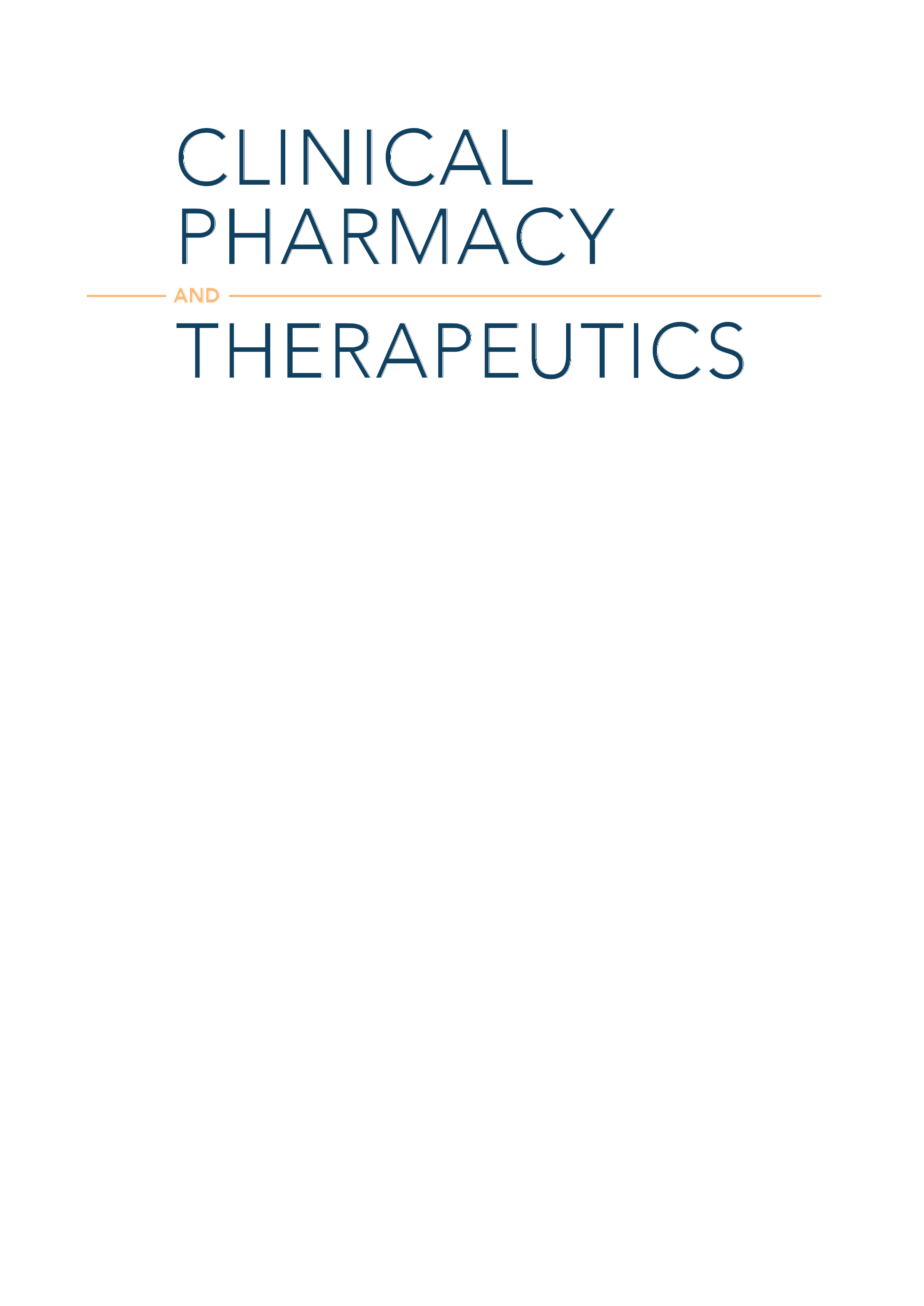 Clinical Pharmacy and Therapeutics