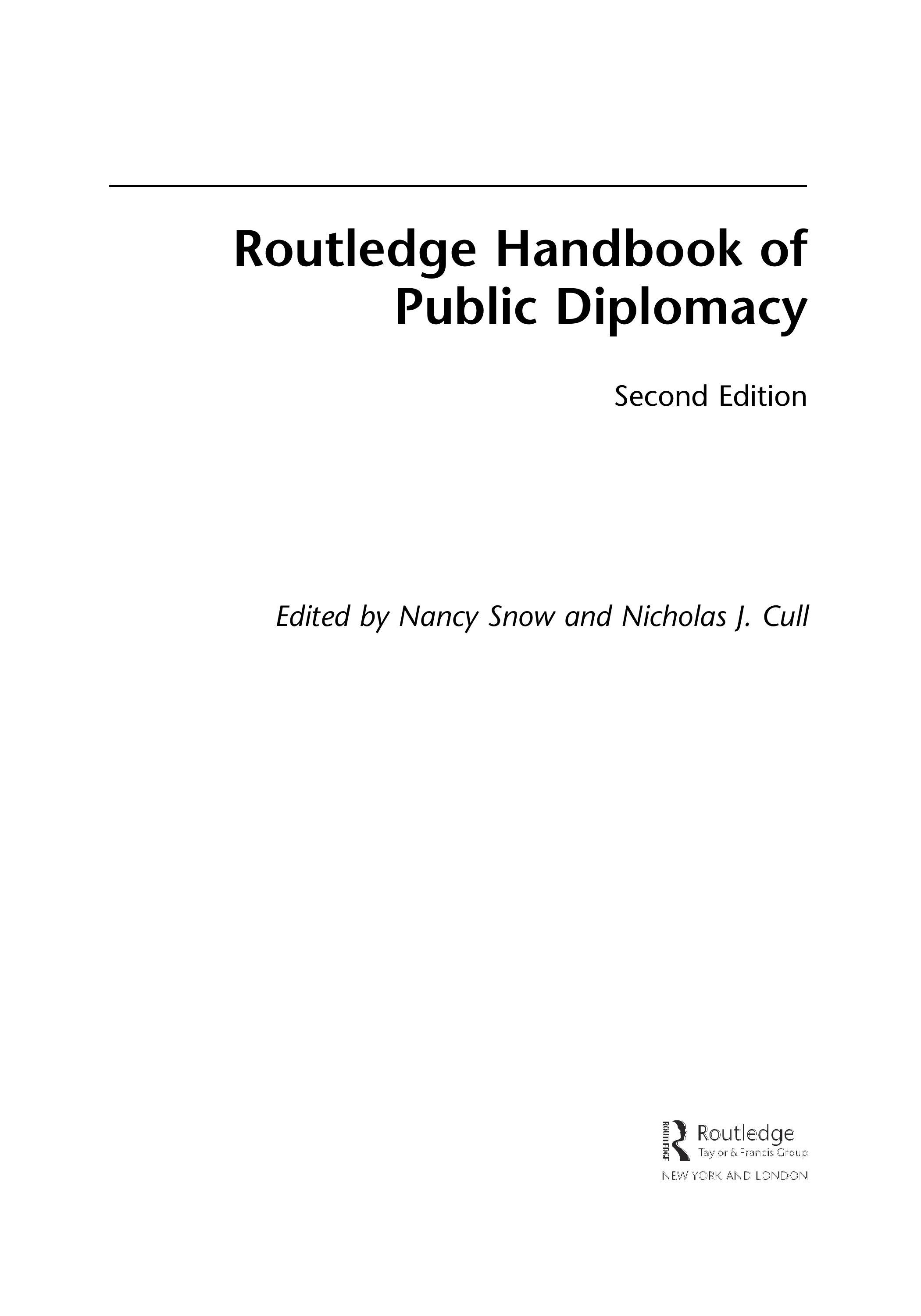 Routledge Handbook of Public Diplomacy