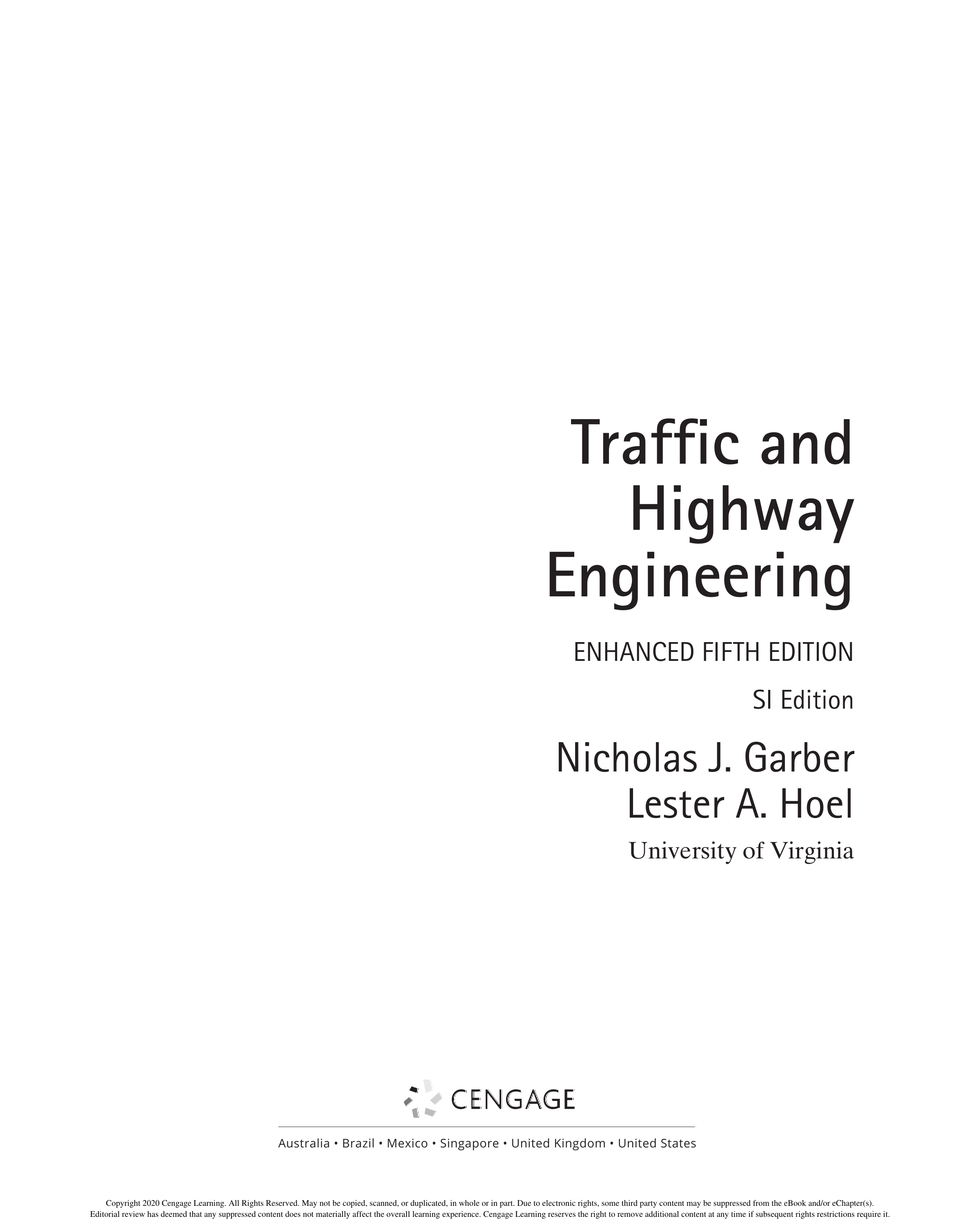 Traffic and Highway Engineering, Enhanced SI Edition