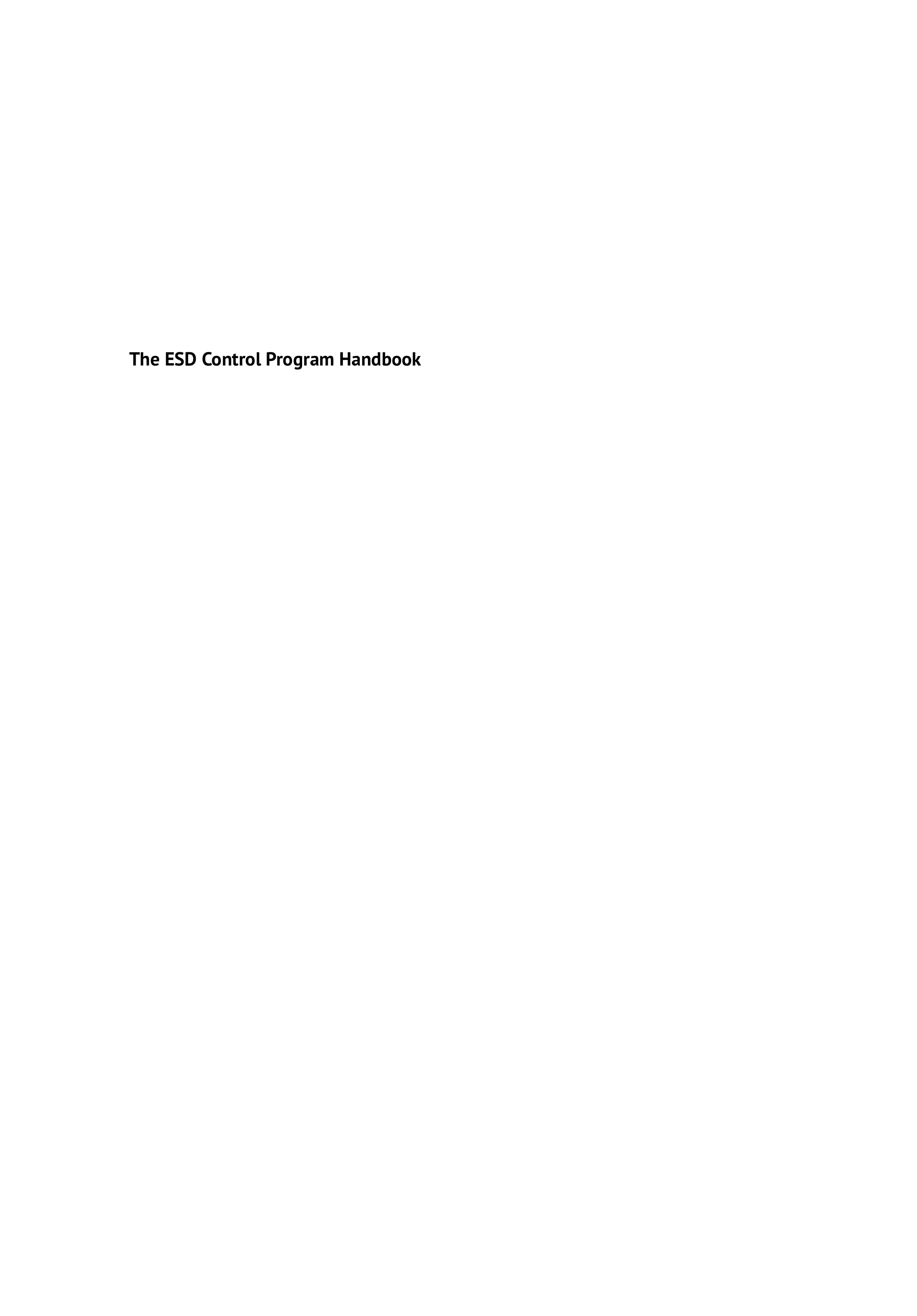 The ESD Control Program Handbook