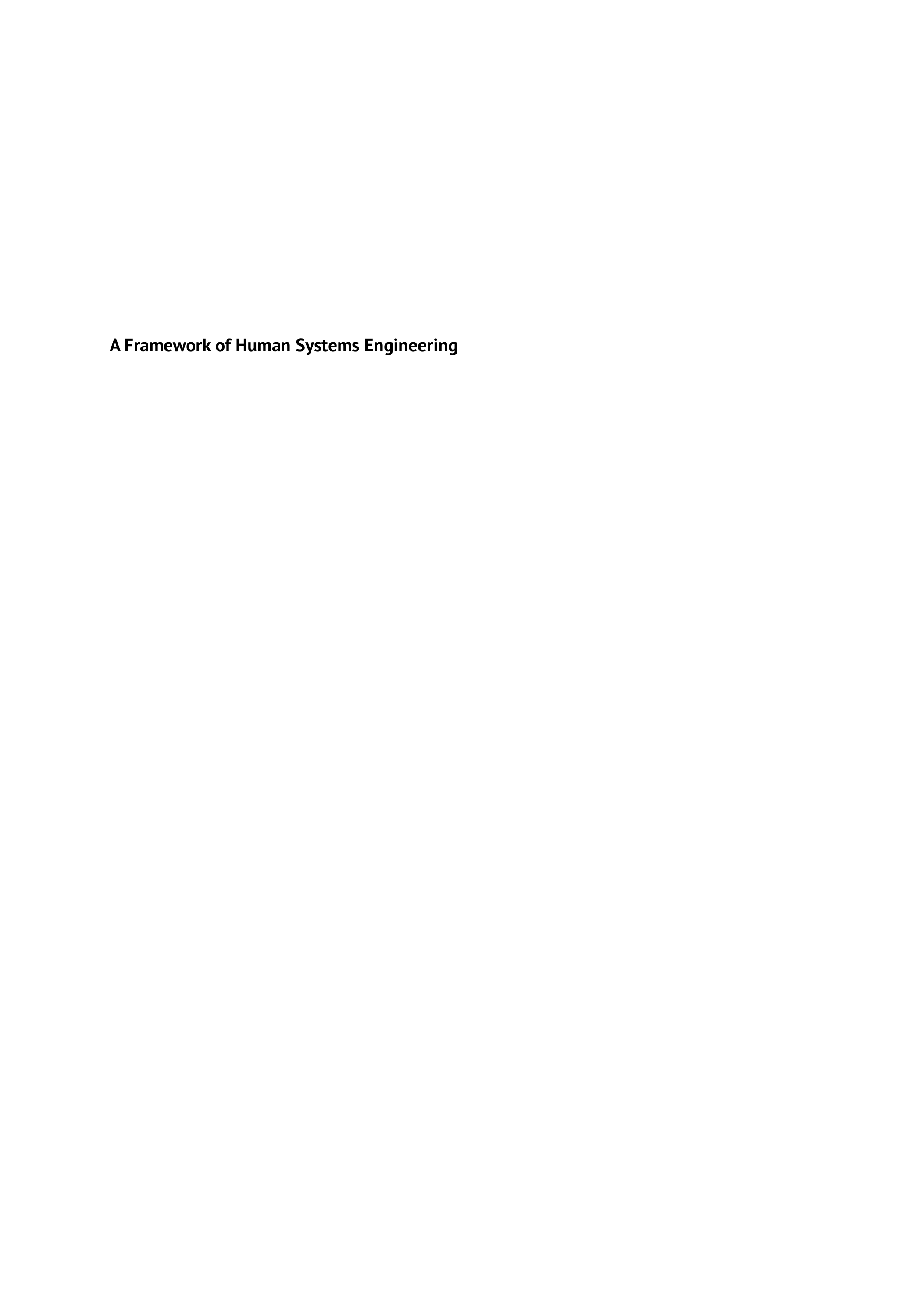 A Framework of Human Systems Engineering