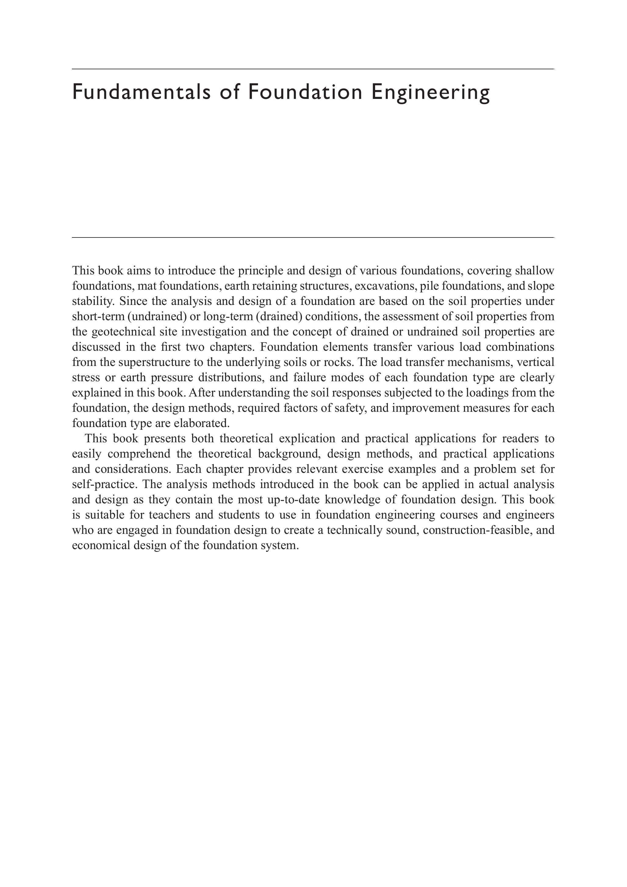 Fundamentals of Foundation Engineering