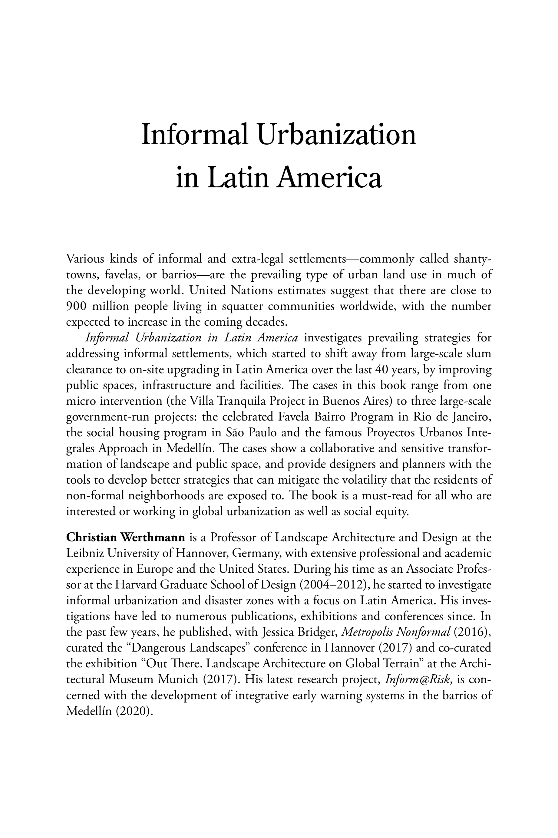 Informal Urbanization in Latin America