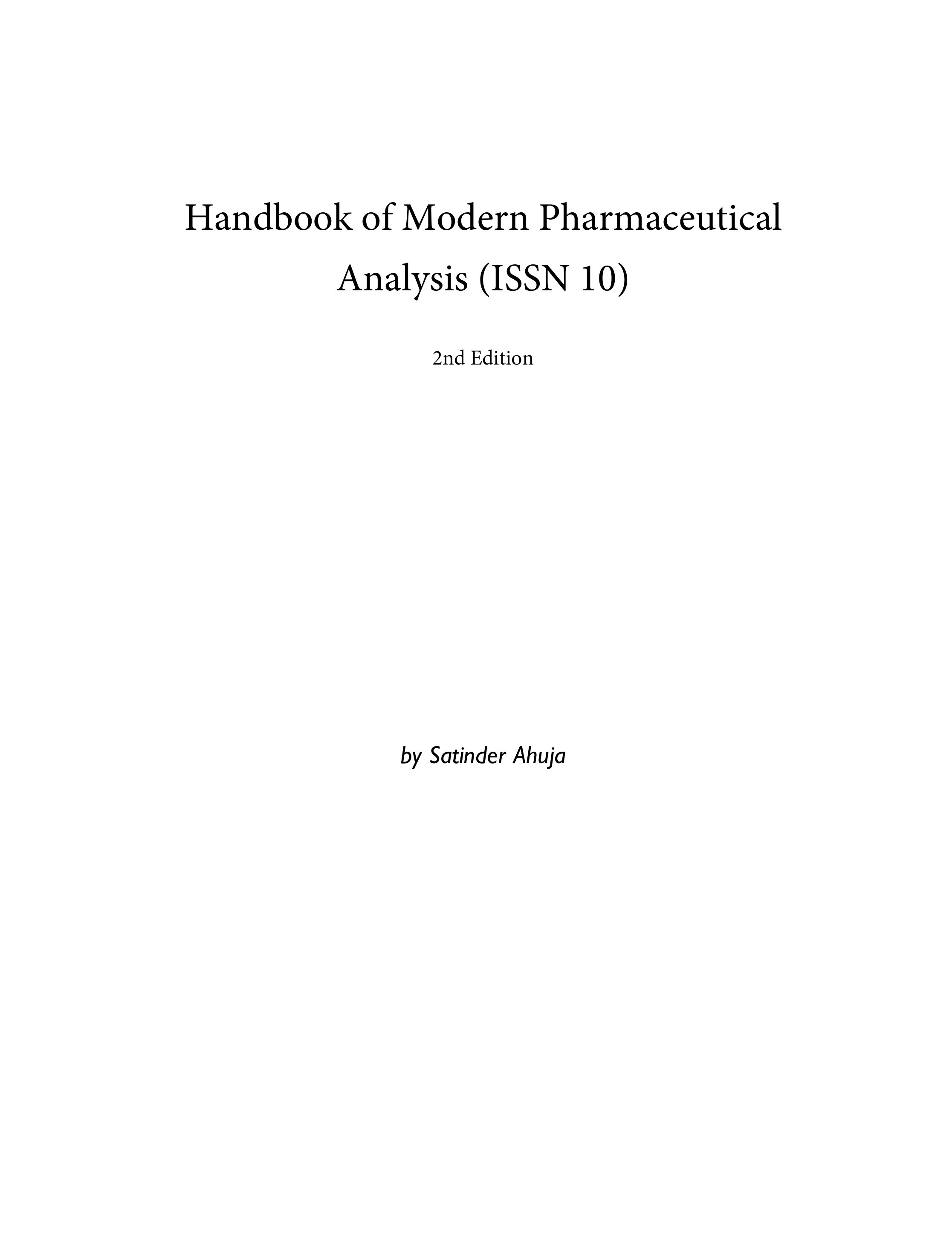 Handbook of Modern Pharmaceutical Analysis