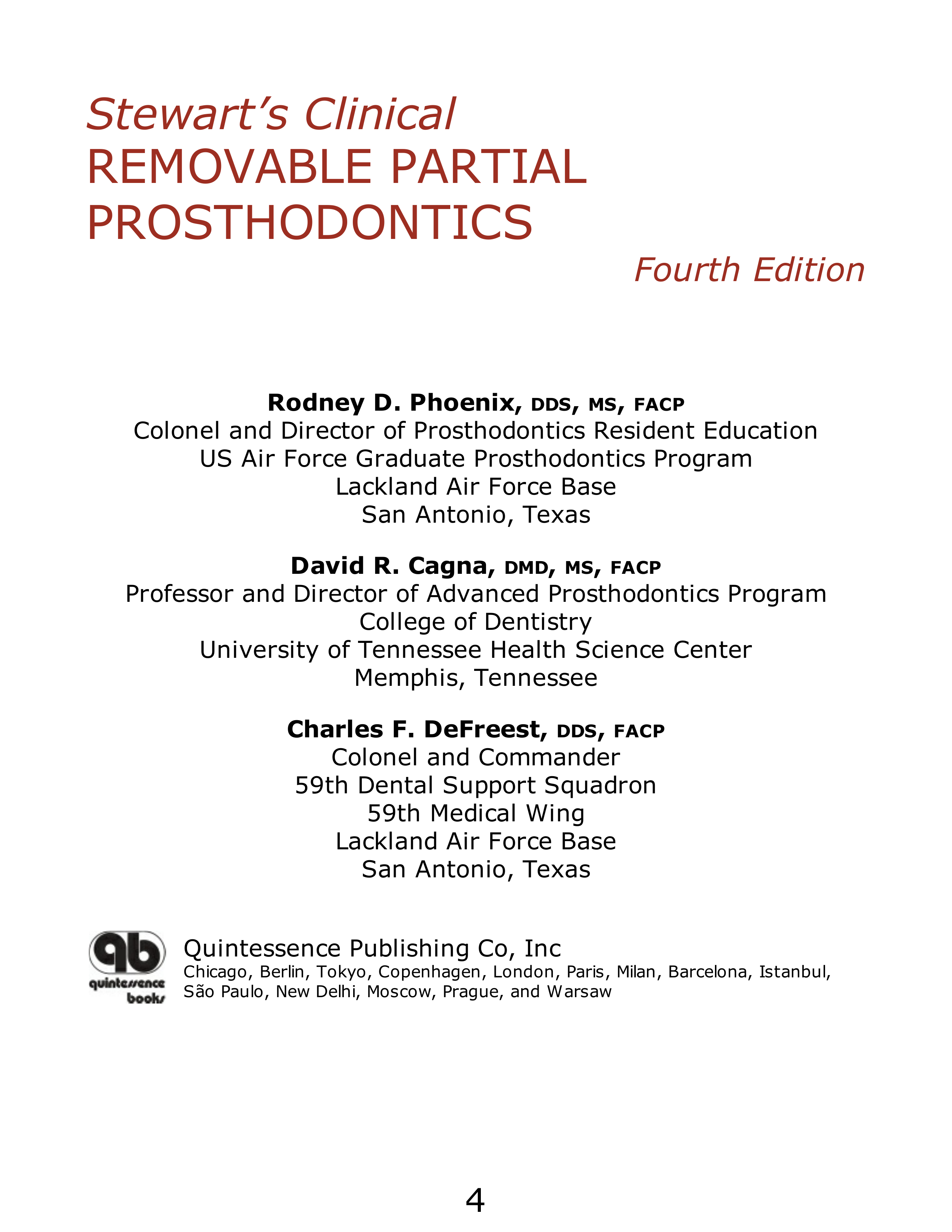 Stewart's Clinical Removable Partial Prosthodontics