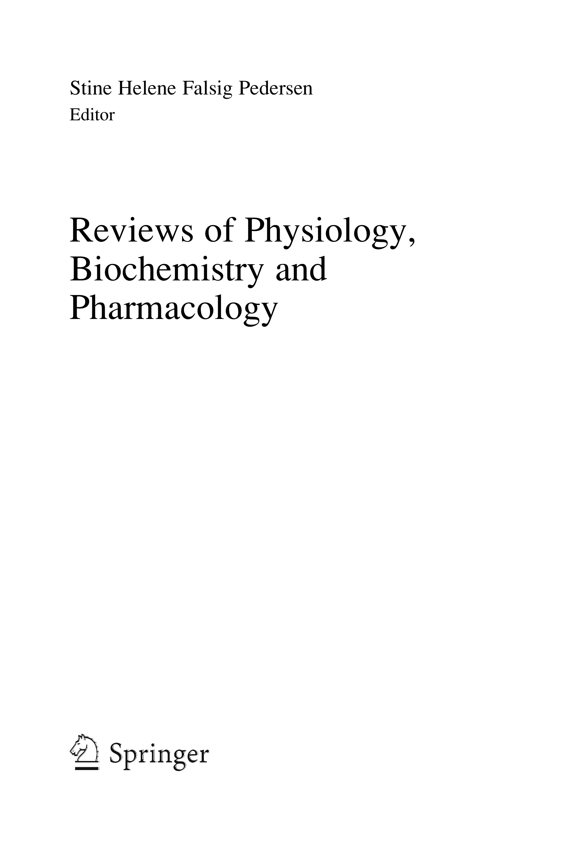 Reviews of Physiology, Biochemistry and Pharmacology