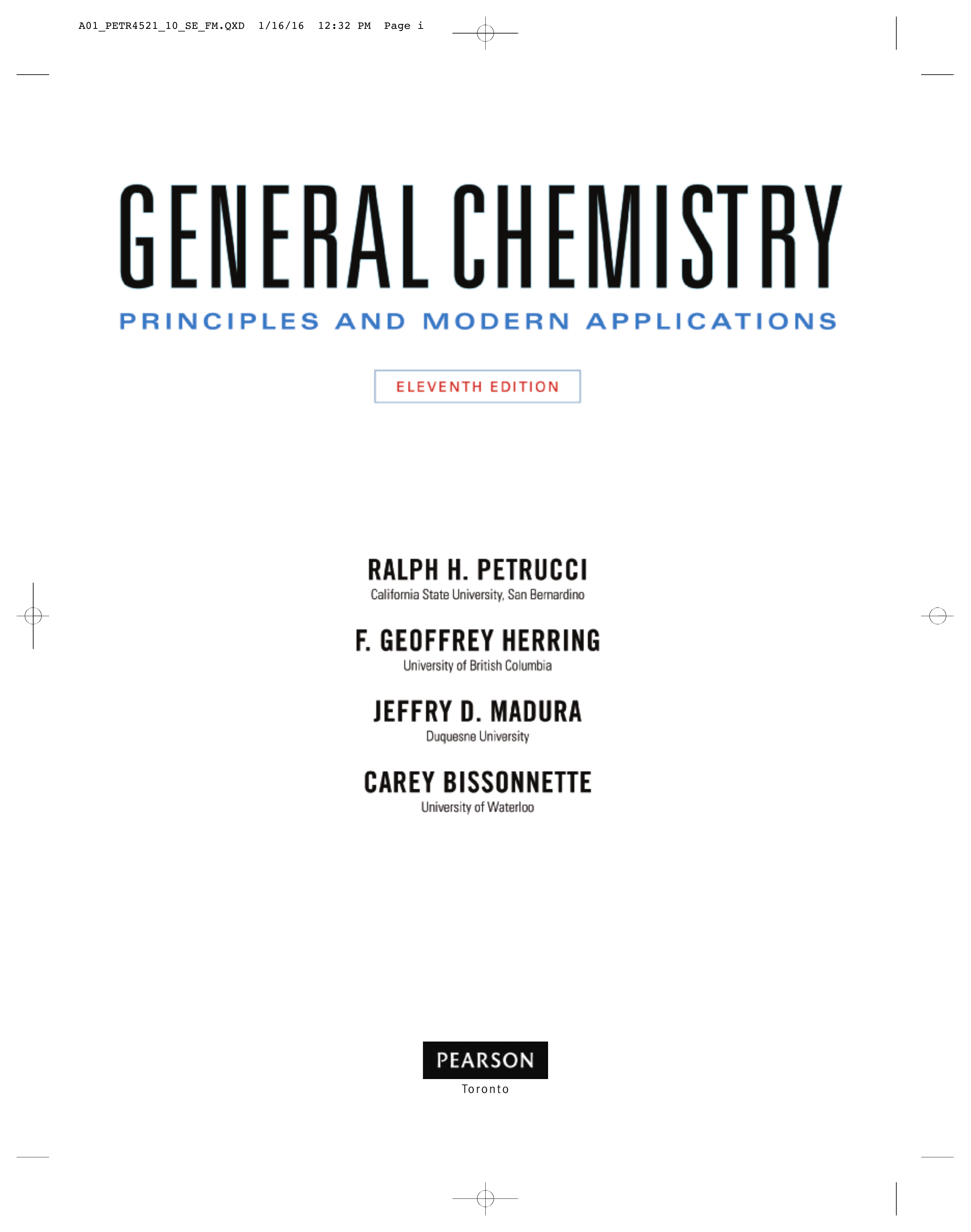 General chemistry principles and modern applications 11e by petrucci, herring, madura, bissonnette