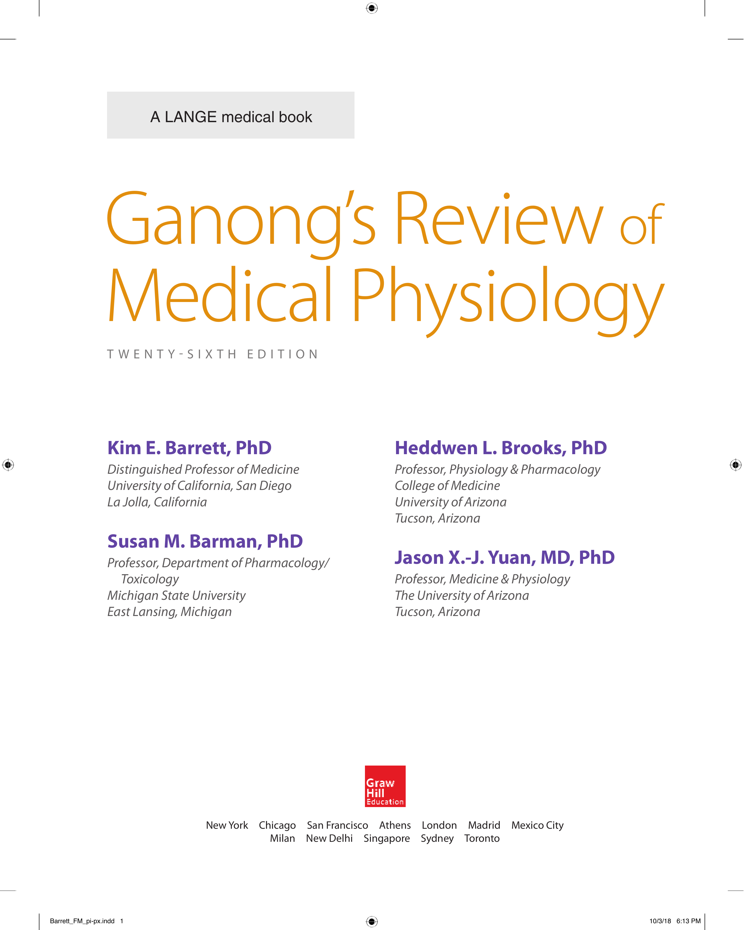 Ganong`s Review of Medical Physiology 27