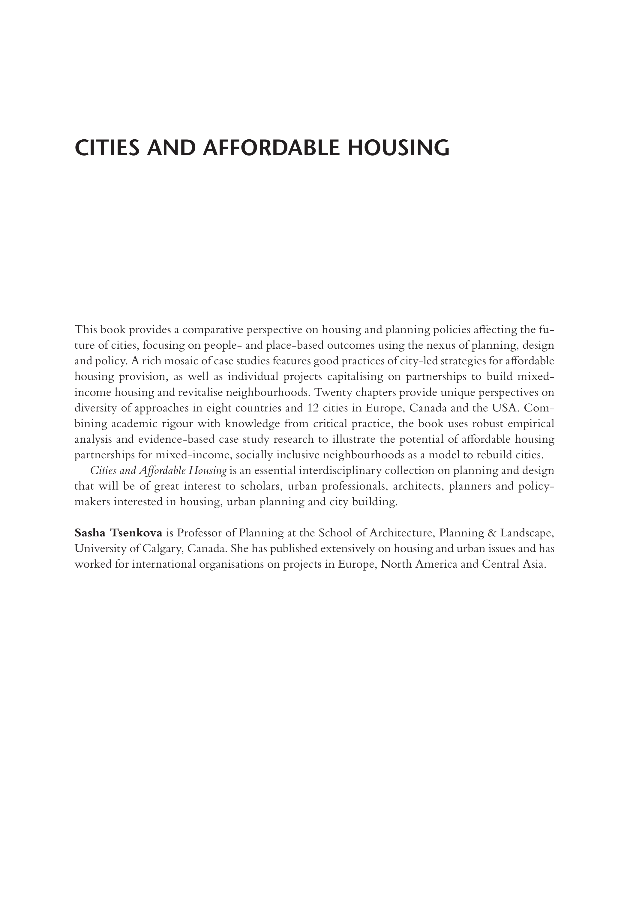 Cities and Affordable Housing