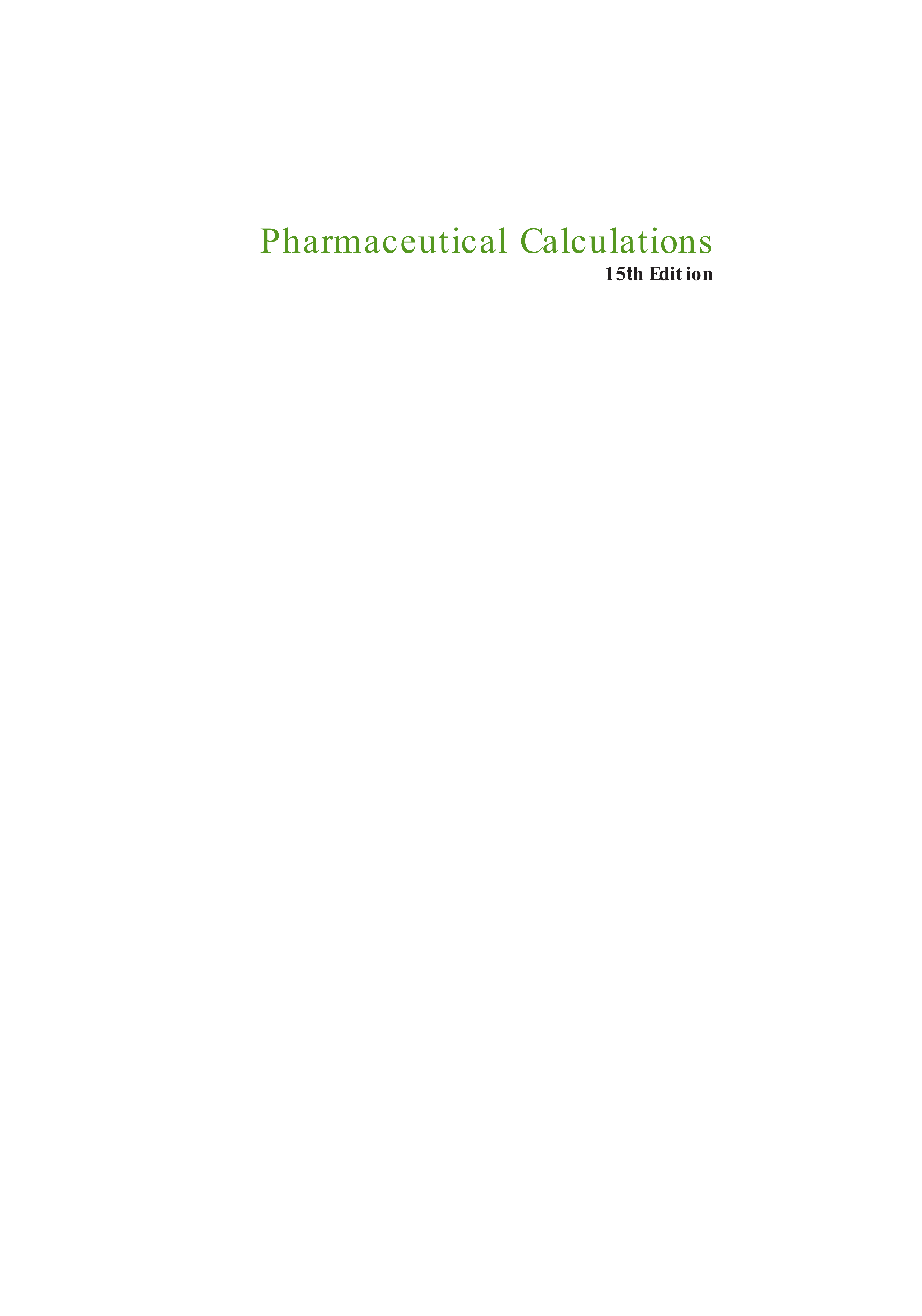 Pharmaceutical Calculations